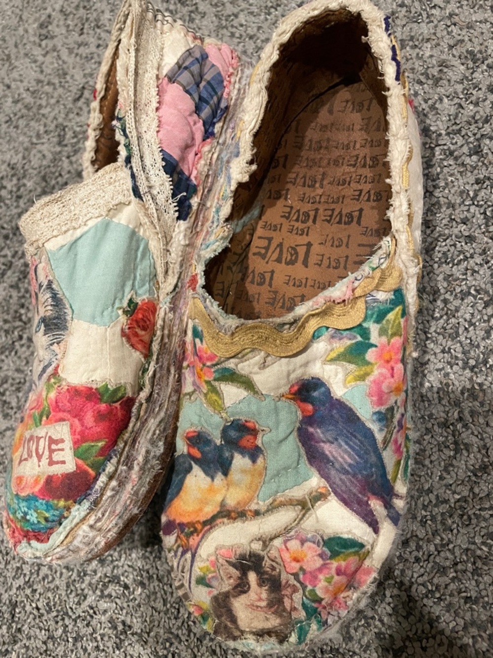 Magnolia Pearl Pastel Floral Cat & Bird Moccasins - Aqua, Pink, Yellow - Picture 5 of 5
